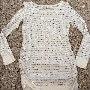 Motherhood Maternity Cream and Gray Patterned Hoodie